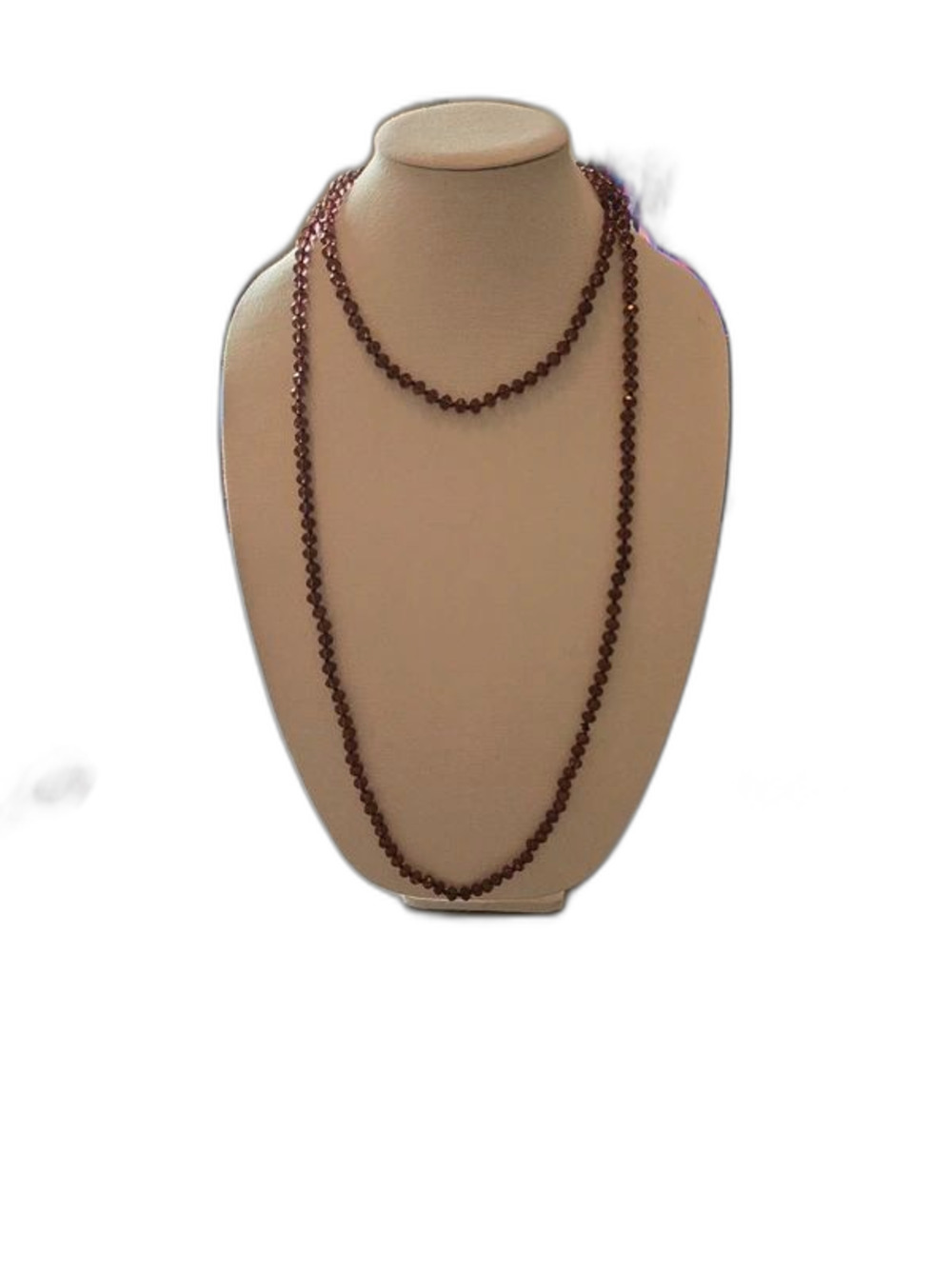 Garnet Colored Facet Cut Long Bead Strand